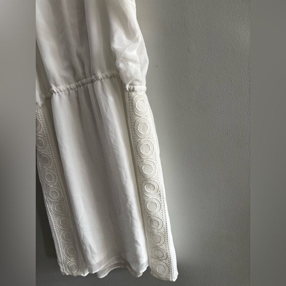 C Elegant White Sleeveless High Neck Open Shoulder Lightweight Dress Sz. XL Lace - Picture 8 of 16